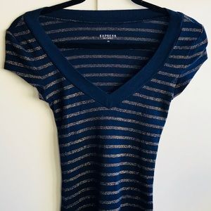 Express - Navy & Gold Striped Tee